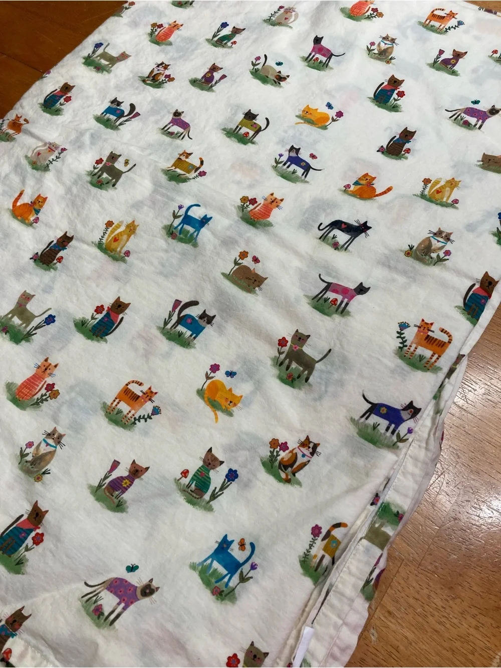 NATURAL LIFE Cat Lover Flat Sheet and Pillow Case - Twin - Cotton